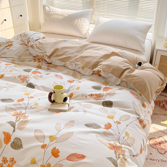 91家纺网 家纺一手货源 找家纺 大柏树 2025新款全棉13376印花四件套系列（可定制）-单被套 浅花悠悠