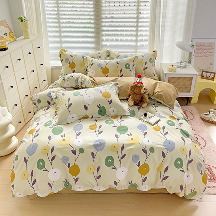 91家纺网 家纺一手货源 找家纺 大柏树 2025新款全棉13376印花四件套系列（可定制）-床单四件套 娜然