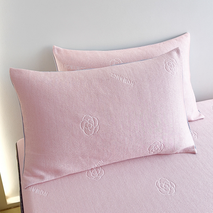 91家纺网 家纺一手货源 找家纺 邦妮家纺 2024新款A类凉感丝床笠凉席床垫30公分内可用 花语-粉