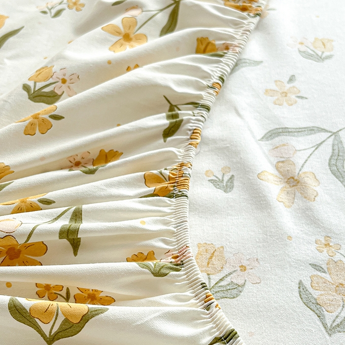 91家纺网 家纺一手货源 找家纺 涵宸家纺 2024新款全棉小清新印花单品套件--单床笠 床笠-菊馨兔