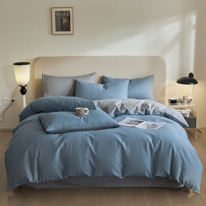 91家纺网 家纺一手货源 找家纺 涵宸家纺 2024新款全棉提花四件套-菲比 菲比-宾利灰