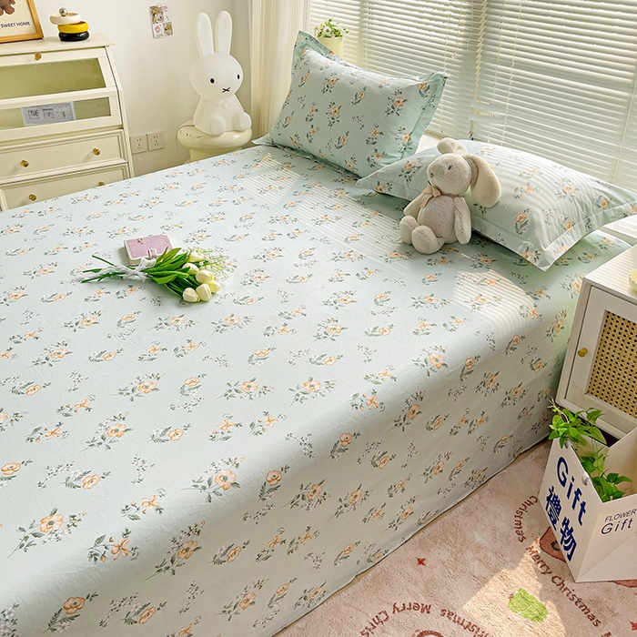 91家纺网 家纺一手货源 找家纺 大柏树 2025新款全棉13376印花四件套系列（可定制）-单床单 浅沫