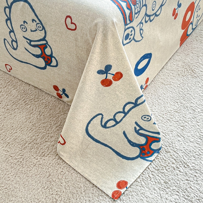 91家纺网 家纺一手货源 找家纺 涵宸家纺 2024新款全棉小清新印花单品套件--单床单 床单-皮皮龙