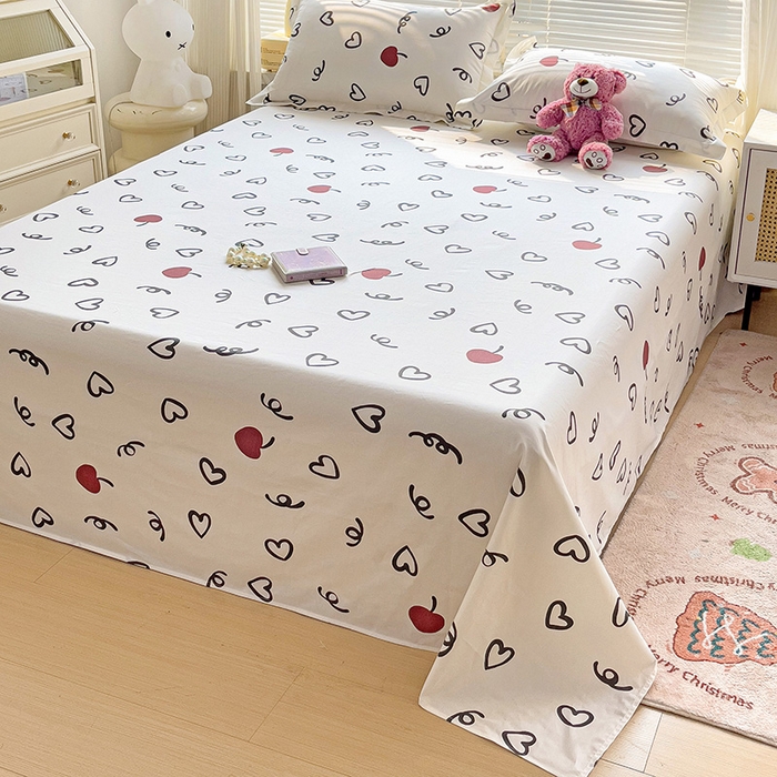 91家纺网 家纺一手货源 找家纺 大柏树 2025新款全棉13376印花四件套系列（可定制）-单床单 比心-红