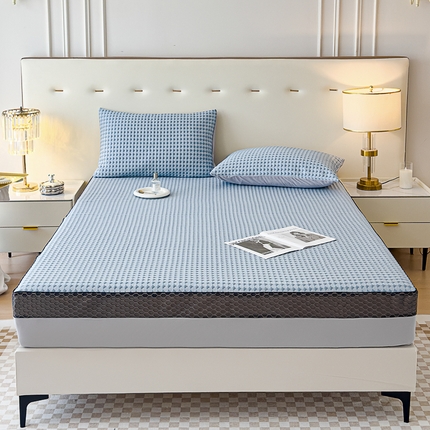 91家纺网 家纺一手货源 找家纺 邦妮家纺 2024新款A类凉感丝床笠凉席床垫30公分内可用 凉感-天蓝