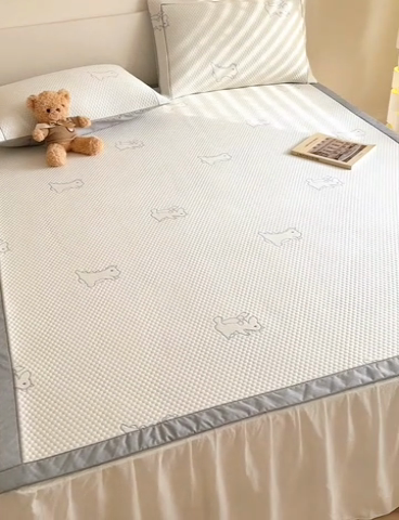 91家纺网 家纺一手货源 找家纺 慕尚家纺 2025新款卡通凉豆豆凉感冰丝席凉席 床席款-小怪兽