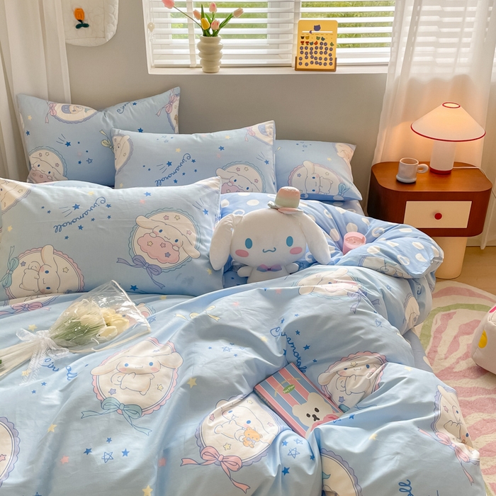 91家纺网 家纺一手货源 找家纺 博雅 2024新款全棉三丽鸥AB版活性印花四件套 玉桂狗