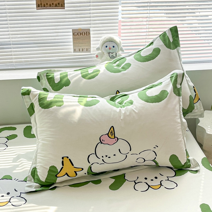 91家纺网 家纺一手货源 找家纺 涵宸家纺 2024新款全棉小清新印花单品套件--单枕套 枕套-萌宝宝