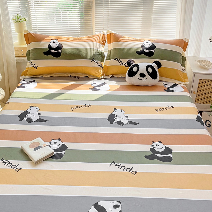 91家纺网 家纺一手货源 找家纺 大柏树 2025新款全棉13376印花四件套系列（可定制）-单床笠 功夫熊