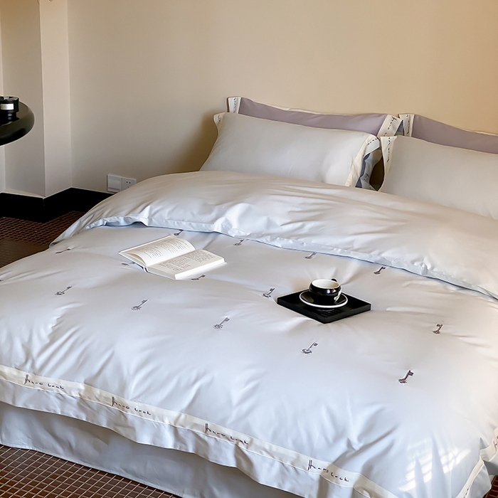 91家纺网 家纺一手货源 找家纺 （总）赫帛 2024新款50s缎纹数码印花长绒棉四件套--钥匙系列