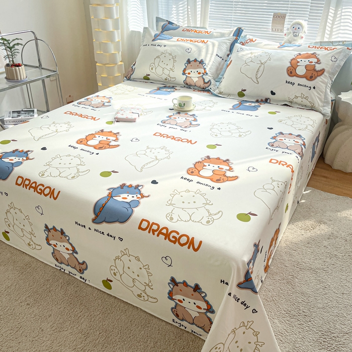 91家纺网 家纺一手货源 找家纺 涵宸家纺 2024新款全棉小清新印花单品套件--单床单 床单-龙先生