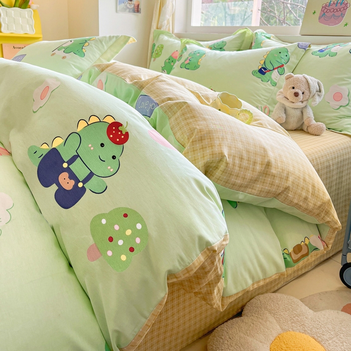 91家纺网 家纺一手货源 找家纺 涵宸家纺 2024新款全棉小清新印花单品套件--单被套 龙游记