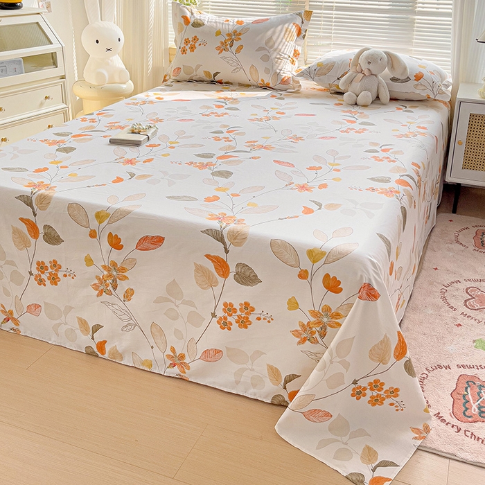 91家纺网 家纺一手货源 找家纺 大柏树 2025新款全棉13376印花四件套系列（可定制）-单床单 浅花悠悠