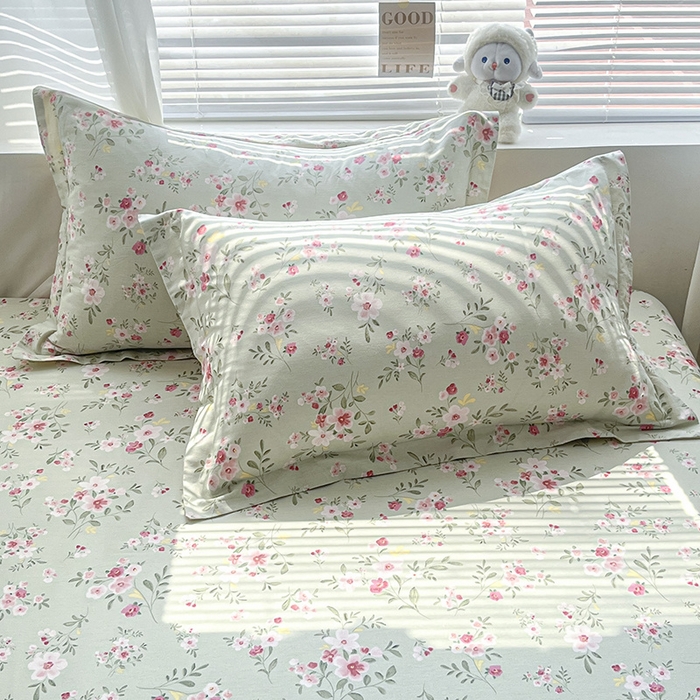 91家纺网 家纺一手货源 找家纺 涵宸家纺 2024新款全棉小清新印花单品套件--单床笠 床笠-浅香