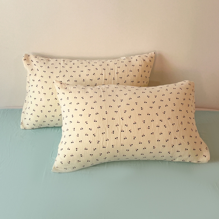 91家纺网 家纺一手货源 找家纺 千朵 2024新款全棉双层纱四件套 可可樱桃