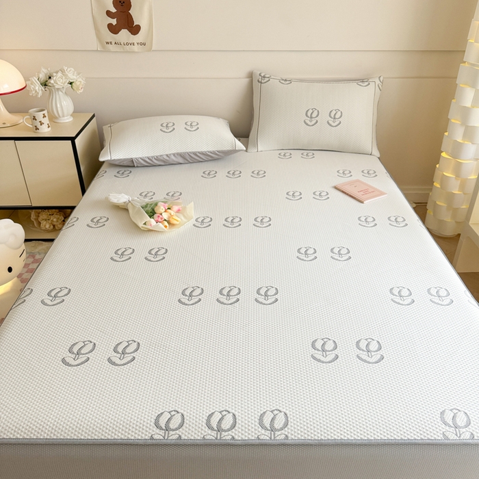 91家纺网 家纺一手货源 找家纺 慕尚家纺 2025新款卡通凉豆豆凉感冰丝席凉席 床笠款-芬芳