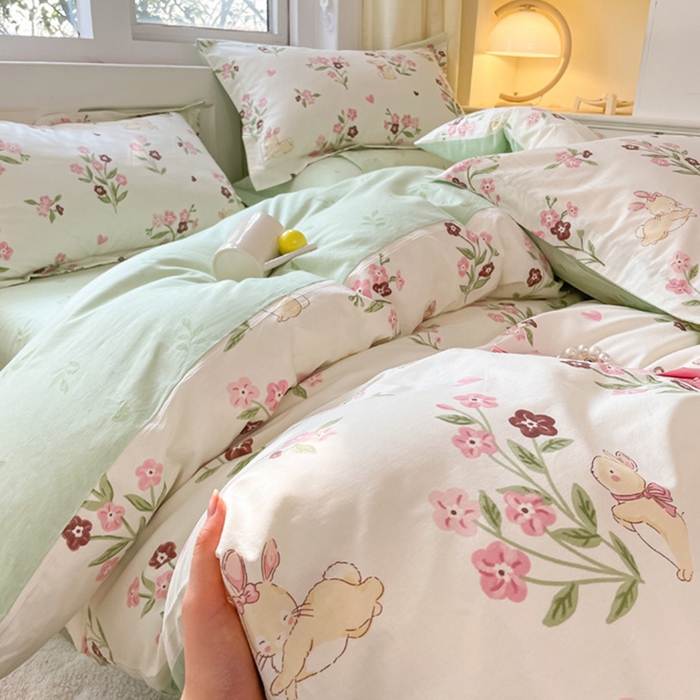 91家纺网 家纺一手货源 找家纺 涵宸家纺 2024新款全棉小清新印花单品套件--单被套 甜糖奶咖