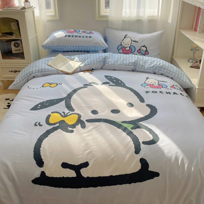 91家纺网 家纺一手货源 找家纺 星座 2025大版全棉三丽鸥四件套 快乐帕恰狗