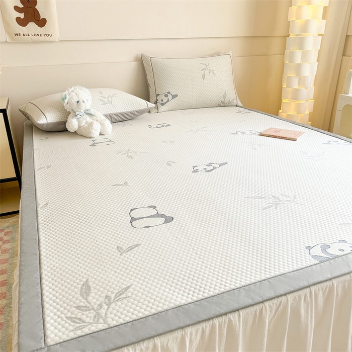 91家纺网 家纺一手货源 找家纺 慕尚家纺 2025新款卡通凉豆豆凉感冰丝席凉席 床席款-小熊猫