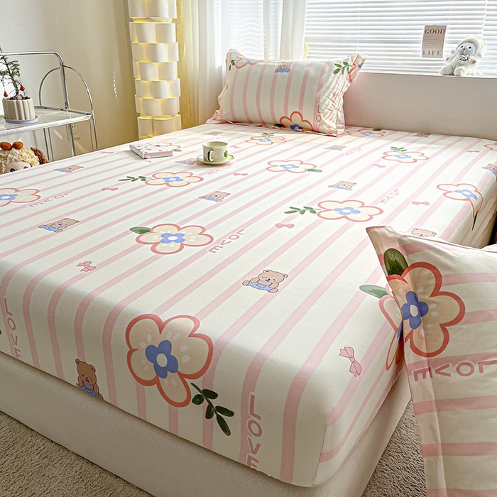 91家纺网 家纺一手货源 找家纺 涵宸家纺 2024新款全棉小清新印花单品套件--单床笠 床笠-弗洛斯