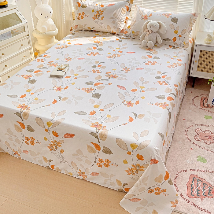 91家纺网 家纺一手货源 找家纺 大柏树 2025新款全棉13376印花四件套系列（可定制）-单床单 浅花悠悠