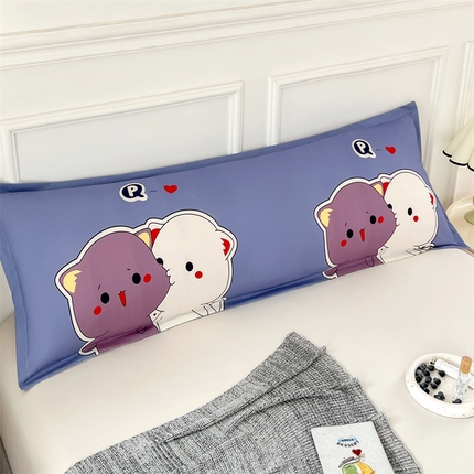 91家纺网 家纺一手货源 找家纺 圣比熊 2025新款抗菌防水四季款枕套宿舍情侣枕芯套双人枕头套 防水单层枕套-可爱猫咪