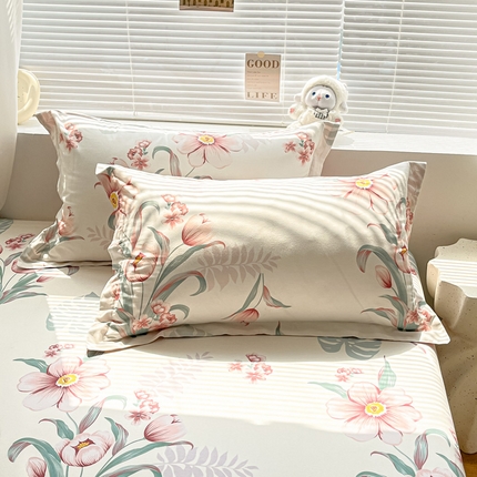 91家纺网 家纺一手货源 找家纺 （总）涵宸家纺 2024新款全棉小清新印花单品套件--单枕套