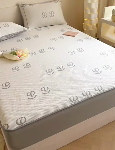 91家纺网 家纺一手货源 找家纺 慕尚家纺 2025新款卡通凉豆豆凉感冰丝席凉席 床笠款-芬芳