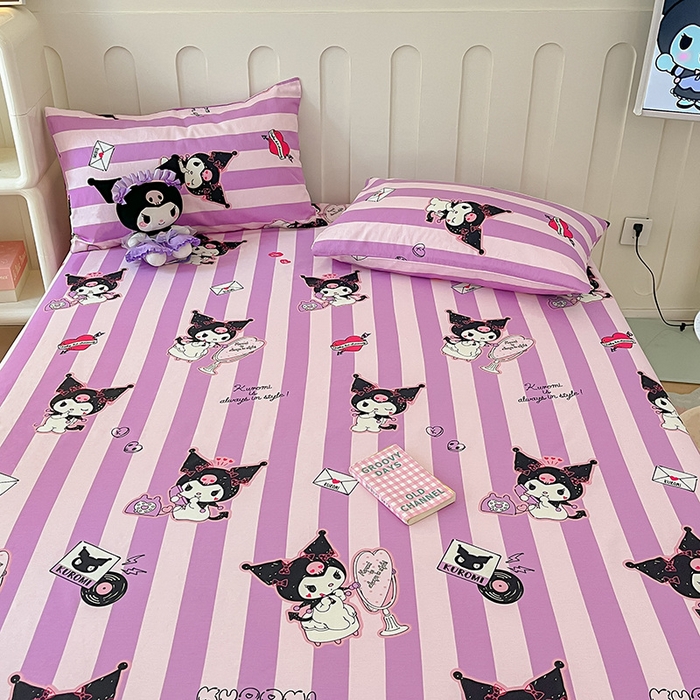 91家纺网 家纺一手货源 找家纺 博雅 2024新款三丽鸥正版授权全棉活性印花单床笠 库洛米精灵