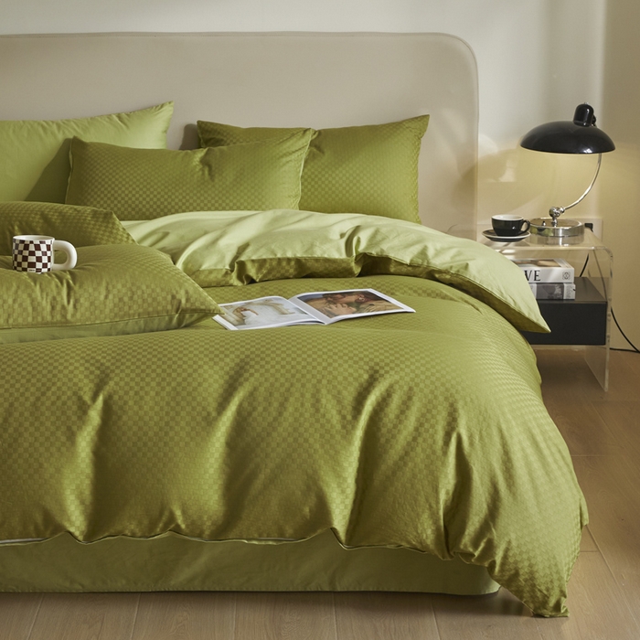 91家纺网 家纺一手货源 找家纺 涵宸家纺 2024新款全棉提花四件套-菲比 菲比-富贵绿