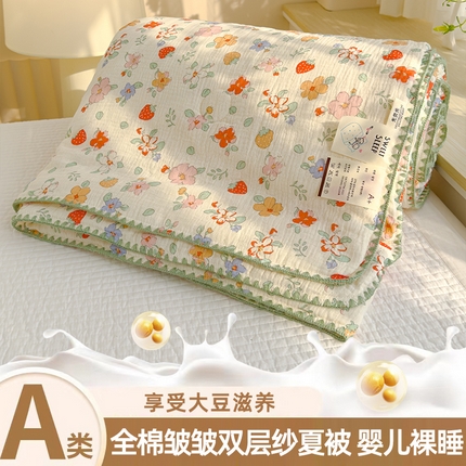 芯恋 2025新款母婴级全棉皱皱纱双层纱夏被 玫瑰物语