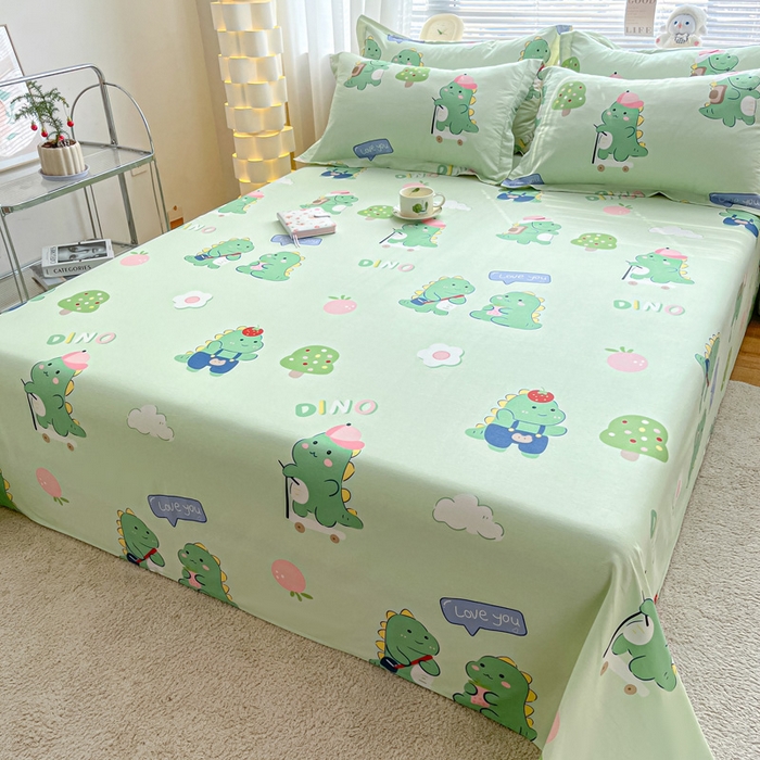 91家纺网 家纺一手货源 找家纺 涵宸家纺 2024新款全棉小清新印花单品套件--单床单 床单-龙游记