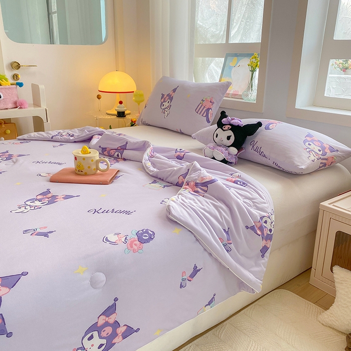 91家纺网 家纺一手货源 找家纺 DS-2025新款儿童卡通三丽鸥正版授权A类针织棉夏被系列 糖果库洛米