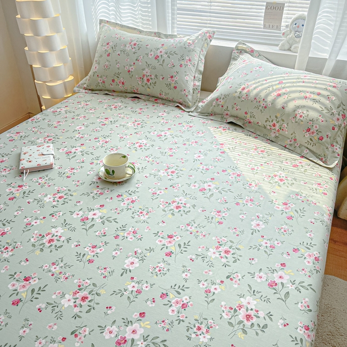 91家纺网 家纺一手货源 找家纺 涵宸家纺 2024新款全棉小清新印花单品套件--单床单 床单-浅香