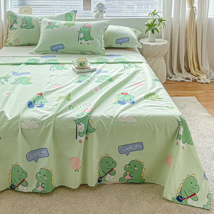 91家纺网 家纺一手货源 找家纺 涵宸家纺 2024新款全棉小清新印花单品套件--单床单 床单-龙游记