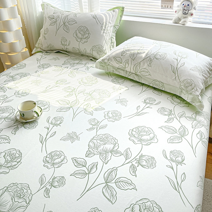 91家纺网 家纺一手货源 找家纺 涵宸家纺 2024新款全棉小清新印花单品套件--单床笠 床笠-晚风吟