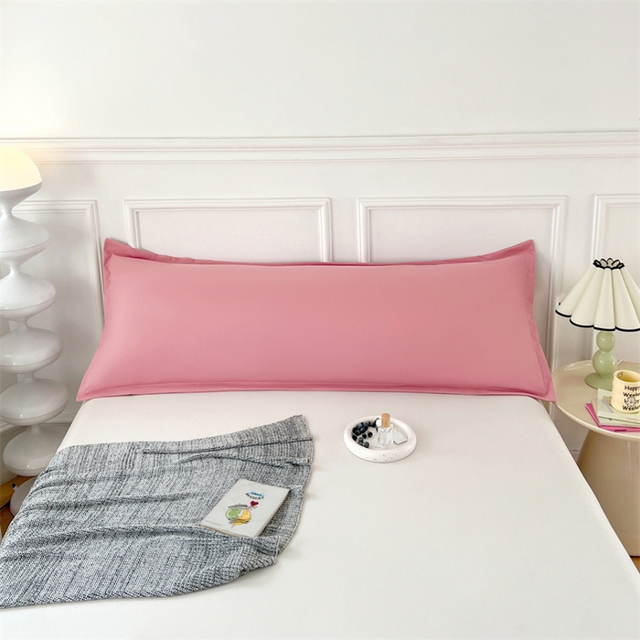 91家纺网 家纺一手货源 找家纺 梦舒羽 2025新款抗菌防水四季款枕套宿舍情侣枕芯套双人枕头套 防水单层枕套-豆沙粉