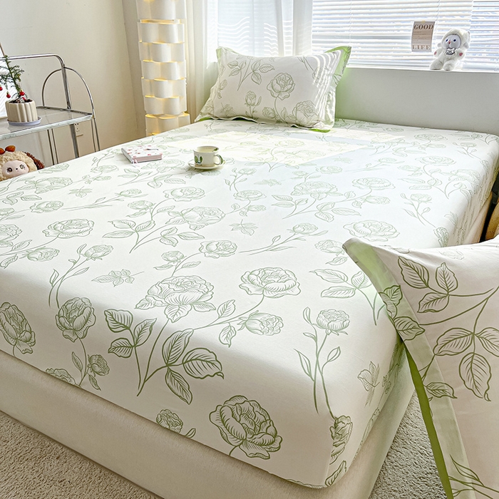 91家纺网 家纺一手货源 找家纺 涵宸家纺 2024新款全棉小清新印花单品套件--单床笠 床笠-晚风吟