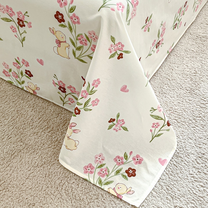 91家纺网 家纺一手货源 找家纺 涵宸家纺 2024新款全棉小清新印花单品套件--单床单 床单-甜糖奶咖