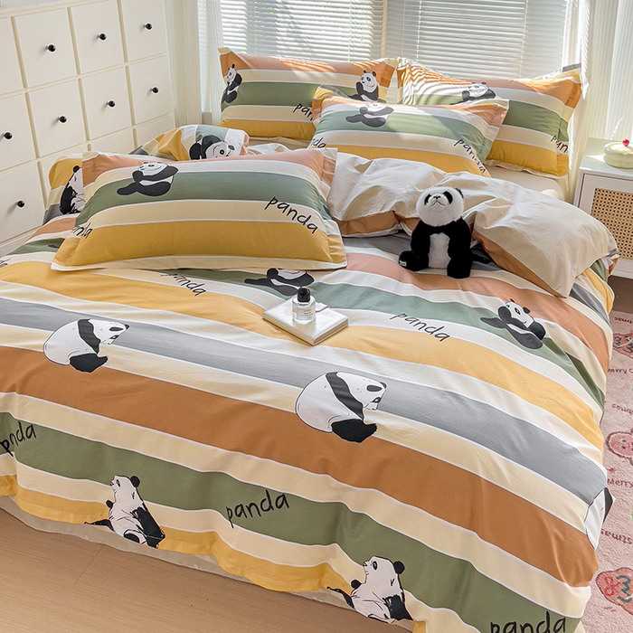 91家纺网 家纺一手货源 找家纺 大柏树 2025新款全棉13376印花四件套系列（可定制）-床单四件套 功夫熊