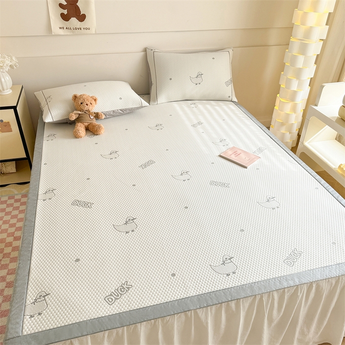 91家纺网 家纺一手货源 找家纺 慕尚家纺 2025新款卡通凉豆豆凉感冰丝席凉席 床席款-小鸭