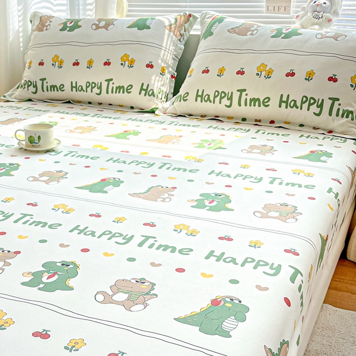 91家纺网 家纺一手货源 找家纺 涵宸家纺 2024新款全棉小清新印花单品套件--单枕套 枕套-功夫龙仔