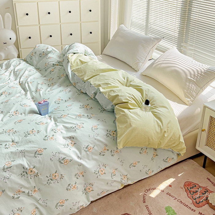 91家纺网 家纺一手货源 找家纺 大柏树 2025新款全棉13376印花四件套系列（可定制）-单被套 浅沫