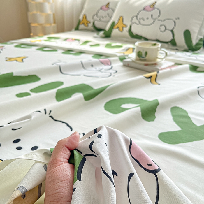 91家纺网 家纺一手货源 找家纺 涵宸家纺 2024新款全棉小清新印花单品套件--单床单 床单-萌宝宝