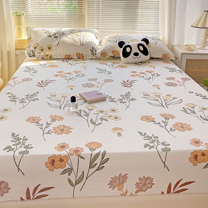 91家纺网 家纺一手货源 找家纺 大柏树 2025新款全棉13376印花四件套系列（可定制）-单床笠 南薇