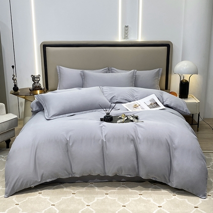 91家纺网 家纺一手货源 找家纺 （总）富馨莱 2024新款60支A类全棉纯棉磨毛纯色双拼四件套系列-四件套