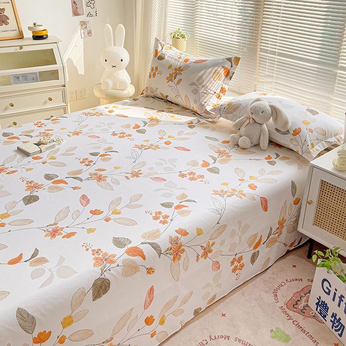 91家纺网 家纺一手货源 找家纺 大柏树 2025新款全棉13376印花四件套系列（可定制）-单床单 浅花悠悠