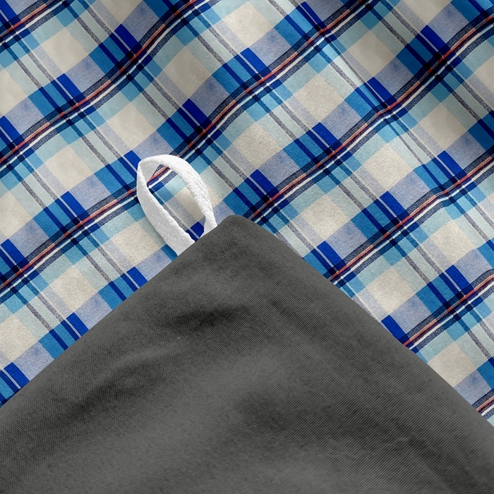 91家纺网 家纺一手货源 找家纺 啊雅家居 床上用品水洗棉印花五件套七件套 日系条格蓝