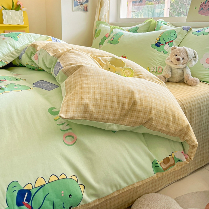 91家纺网 家纺一手货源 找家纺 涵宸家纺 2024新款全棉小清新印花单品套件--单被套 龙游记