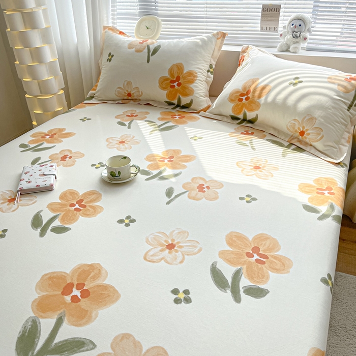 91家纺网 家纺一手货源 找家纺 涵宸家纺 2024新款全棉小清新印花单品套件--单床单 床单-香榭